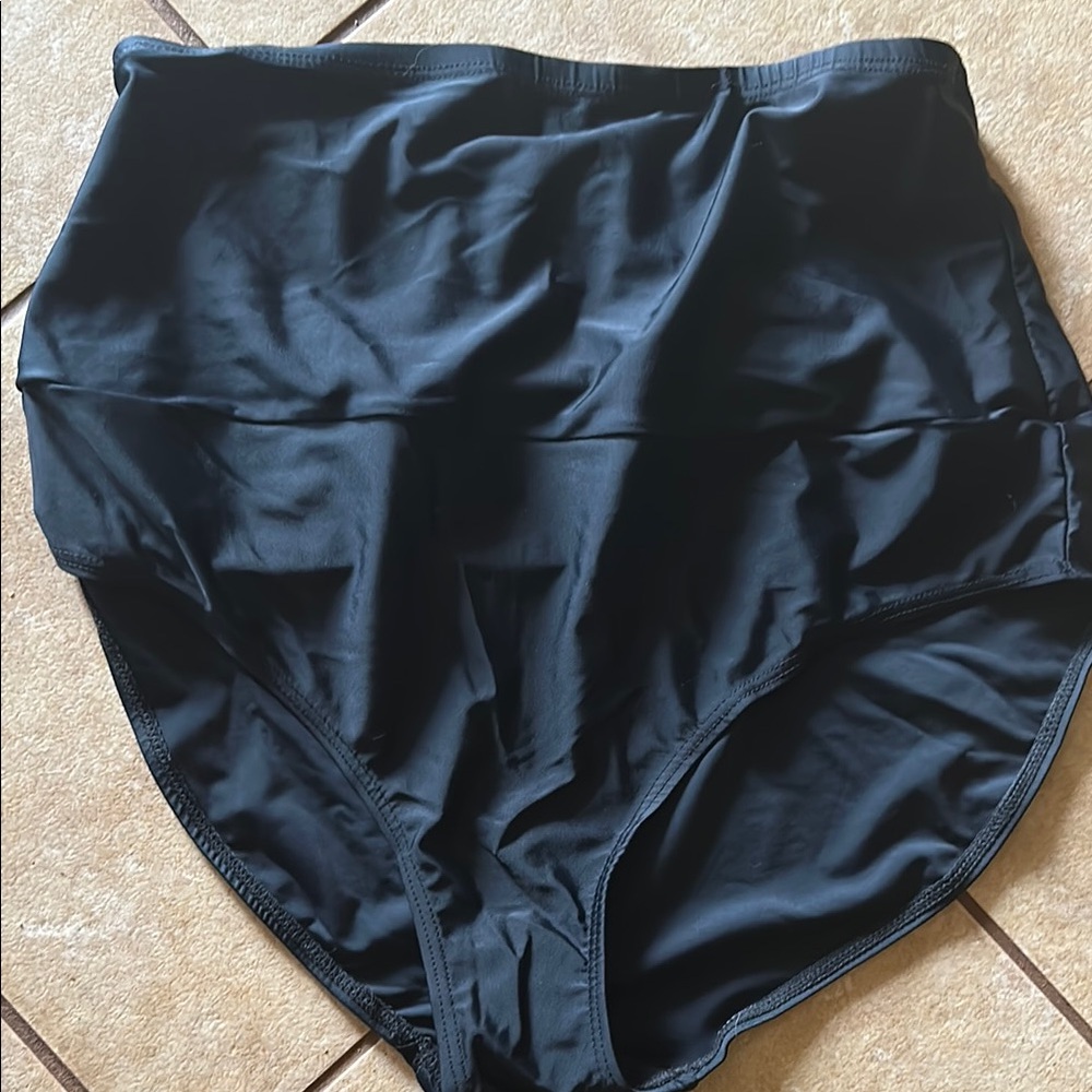 High-Waisted Black Swim Bottoms